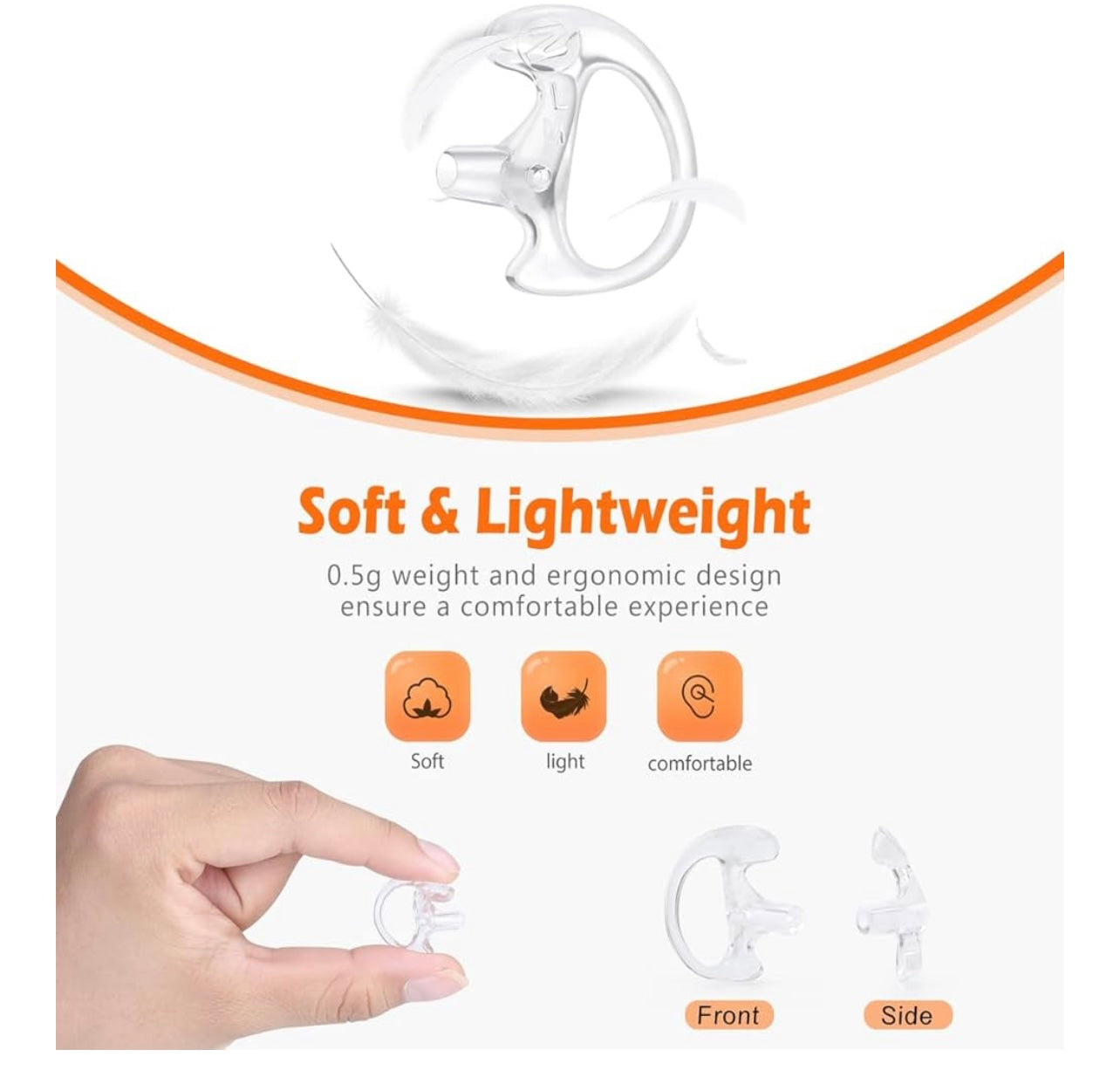Embout oreillette Silicone pour oreillette de Talkie walkie (Transparent) lots de 8