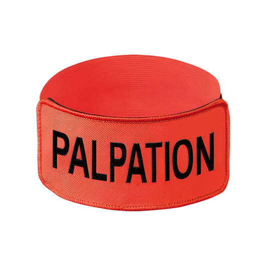 Brassard EXPERT brodé PALPATION noir fond orange élastique orange réglable