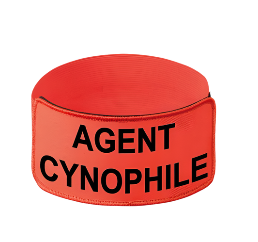 Brassard EXPERT ORANGE brodé AGENT CYNOPHILE NOIR élastique orange réglable