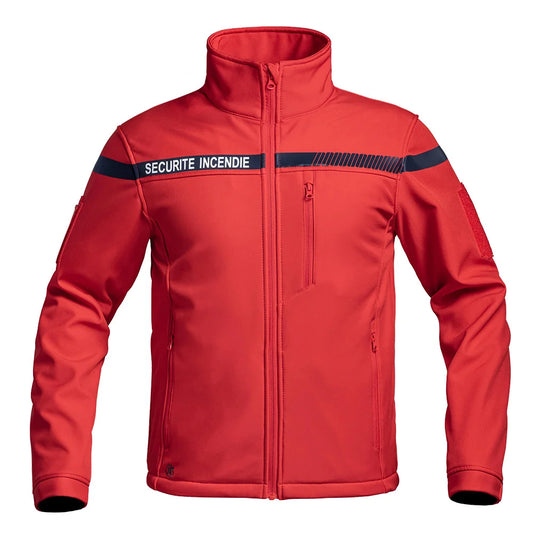 SOFTSHELL SSIAP CLASSIC ROUGE BANDE MARINE BRODÉE SÉCURITÉ INCENDIE (Nouvelle Norme)
